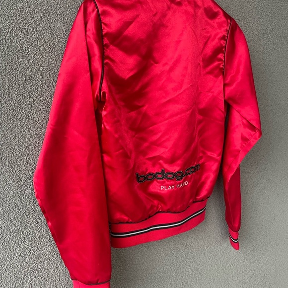 BoDog Casino Red Jacket, Play Hard, Red Black Shiny Jacket,Small Bomber Jacket, - Picture 9 of 10